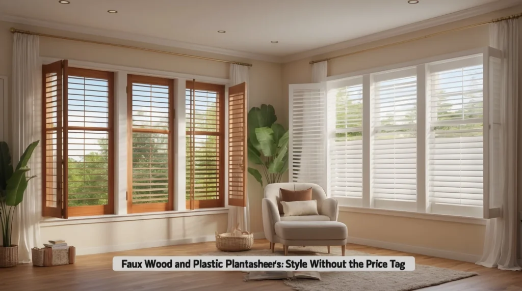 Faux Wood and Plastic Plantation Shutters