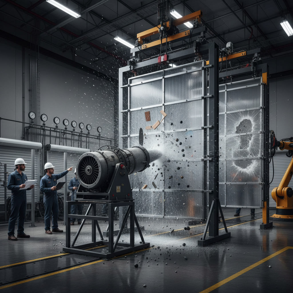 Hurricane shutter impact testing with debris simulation