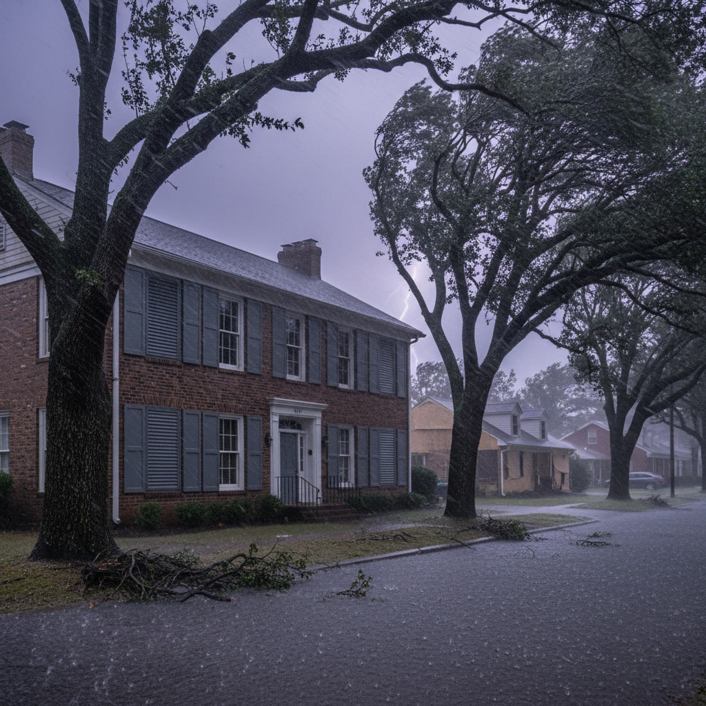accordion hurricane shutters protecting home windows during storm preparation